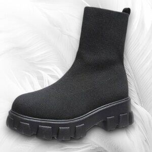 Chelsea Boots Black Knit Sock Ankle Boots Size EU 31